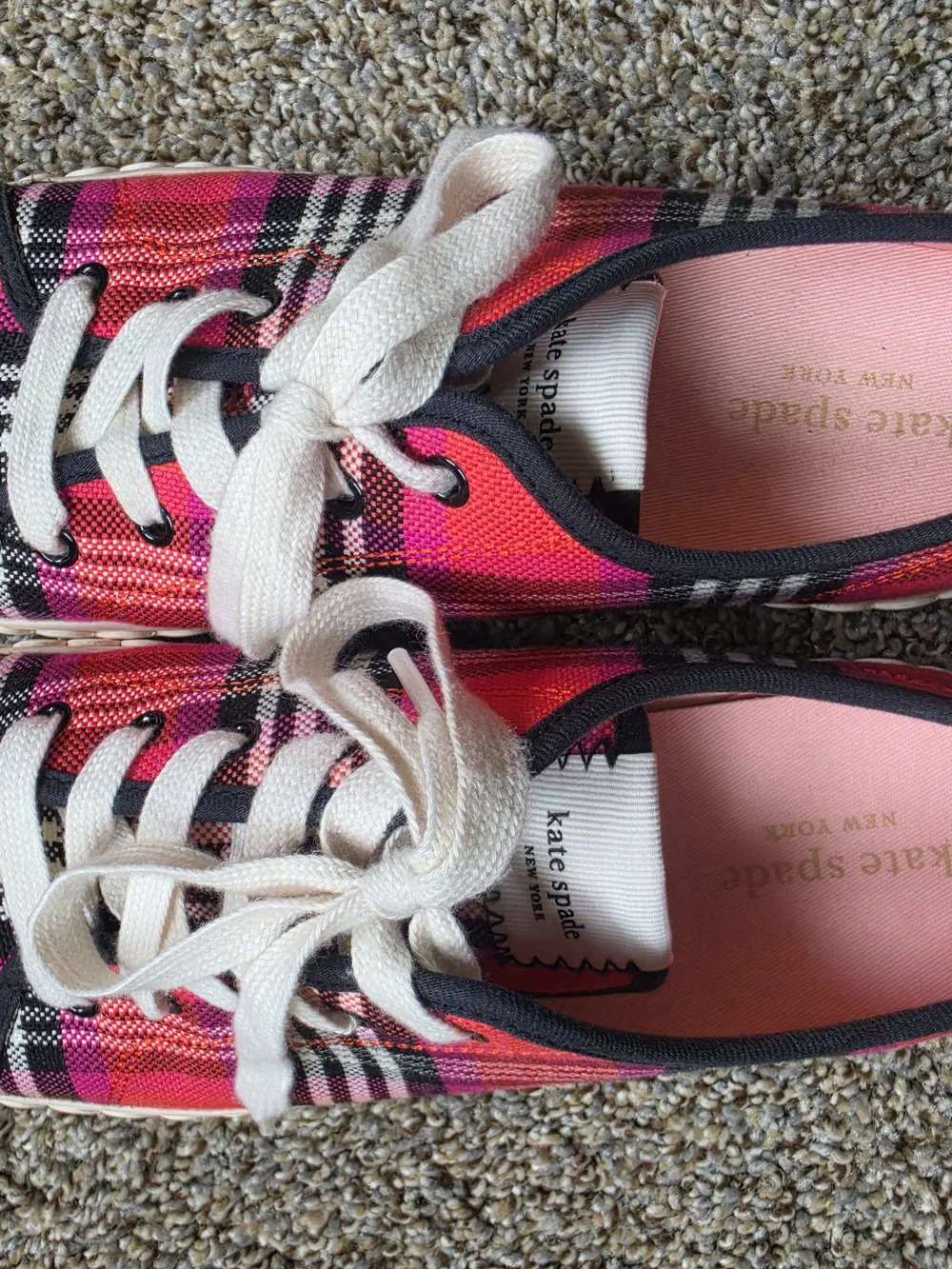 kate spade Pink Plaid Low-Top Sneakers